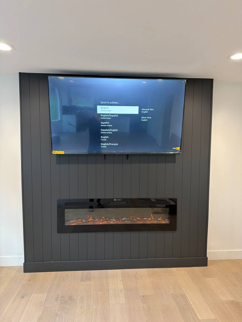 Black Shiplap Fireplace & TV Wall