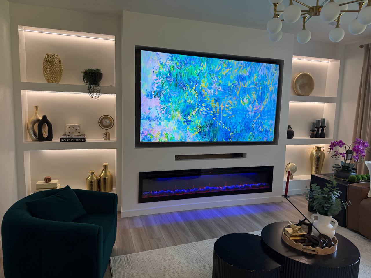 Luxury Built-In Shelves & Fireplace