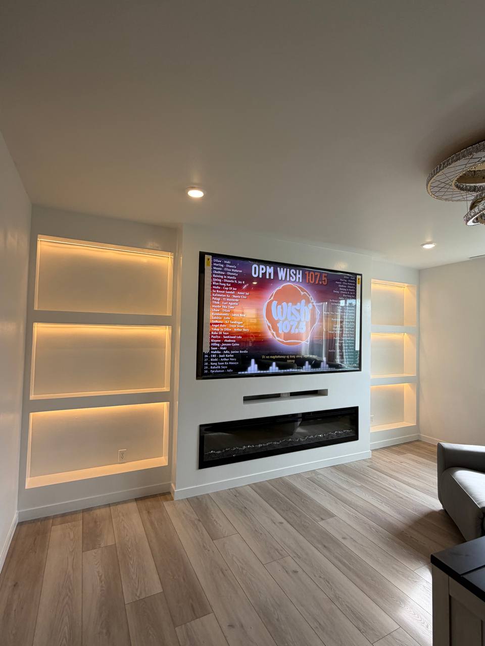 Fireplace Wall with LED Built-Ins